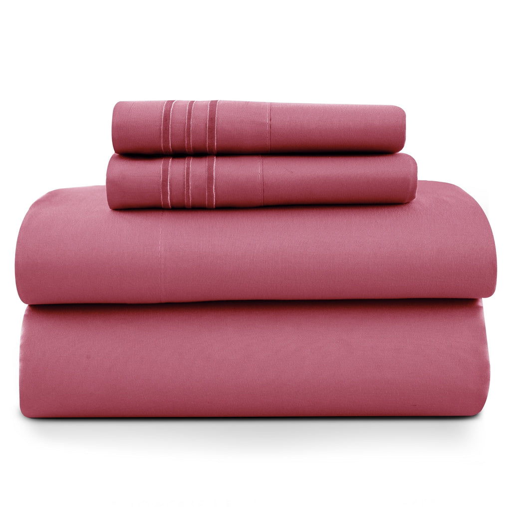 Wrinkle-Resistant Size Sheet Set, 4-Piece Plain Soft Microfiber – Deep Pocket Bed Sheets, Includes 1 Fitted Sheet, 1 Flat Sheet, 2 Pill... - Luxury Bed Sheet Set with Deep Pockets - Default Title