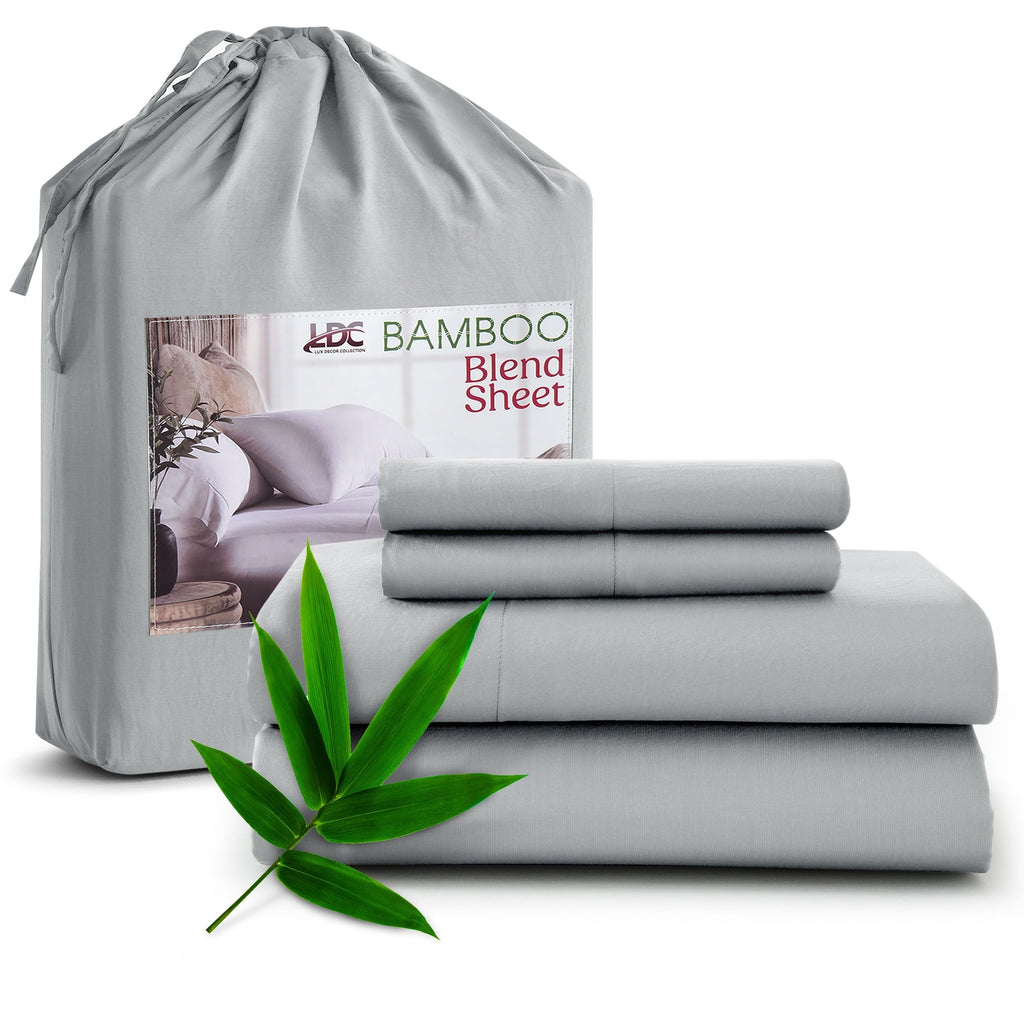 Breathable Luxury Rayon - 4 Piece Cooling Bed Sheets Set, Gray - Cooling Hotel Quality Bedding Sheets and Pillowcases - Default Title