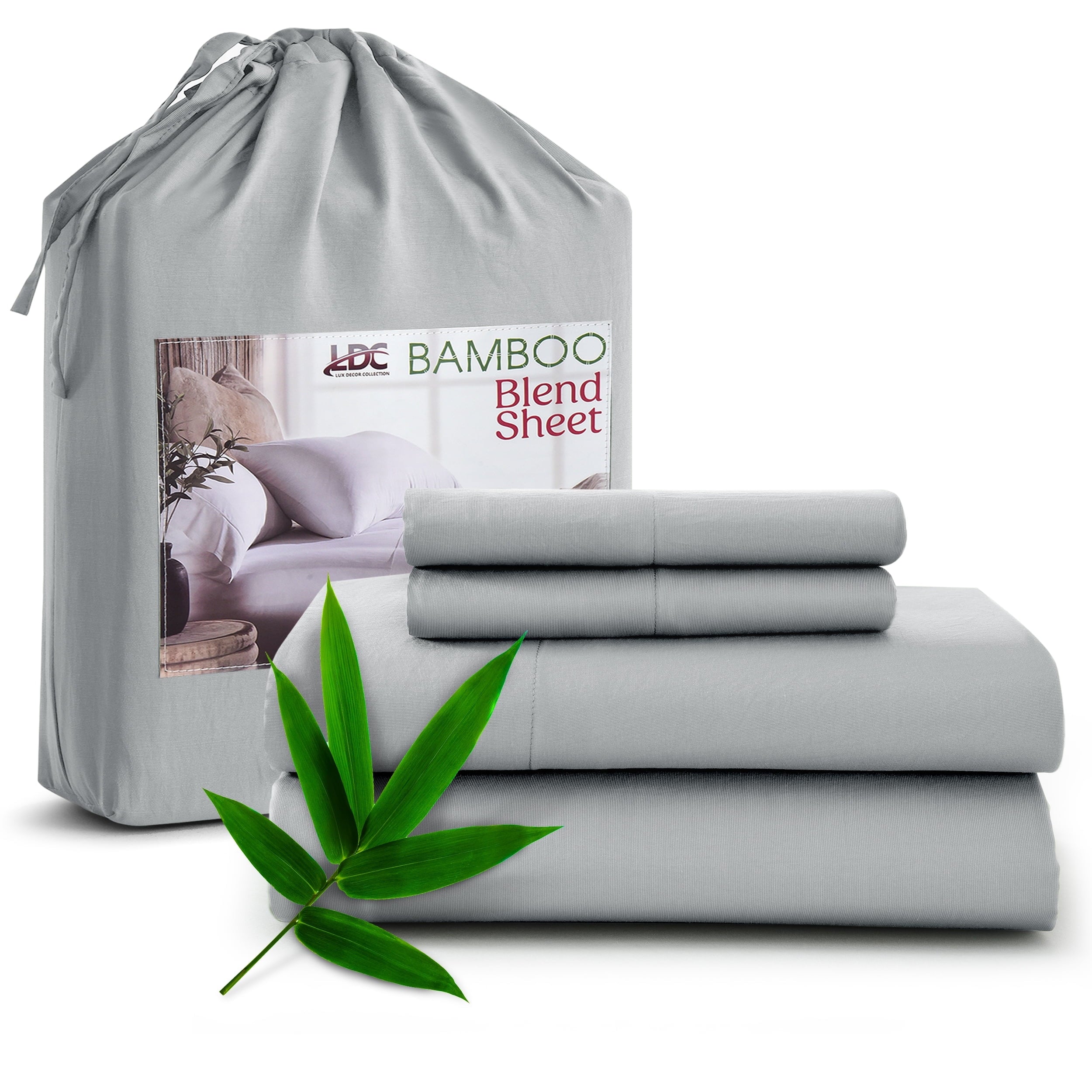 Breathable Luxury Rayon - 4 Piece Cooling Bed Sheets Set, Gray - Cooling Hotel Quality Bedding Sheets and Pillowcases - Default Title