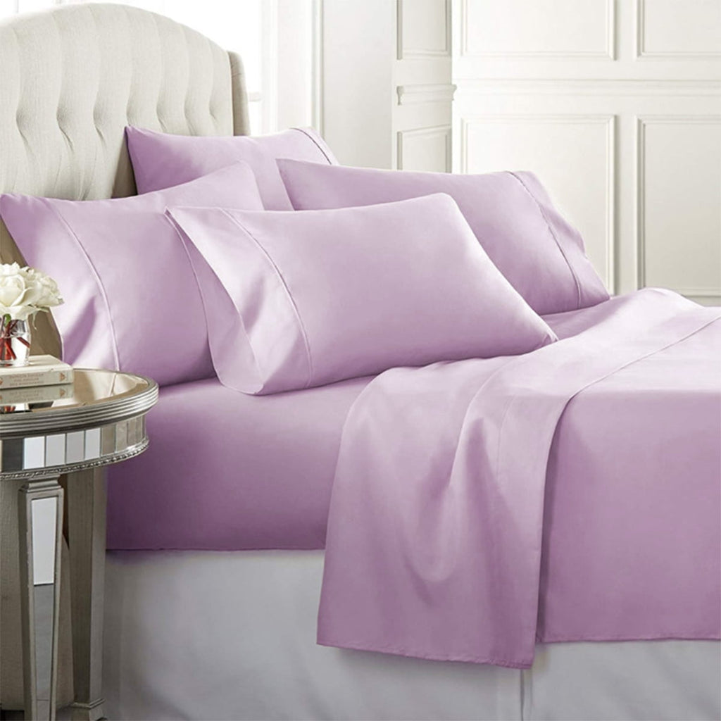 Wrinkle-Resistant Super-Soft 1600 Series Double-Brushed 3 Pcs Bed Sheets Set (Twin, Lilac) - Breathable Egyptian Cotton Flat & Fitted Sheets - Default Title