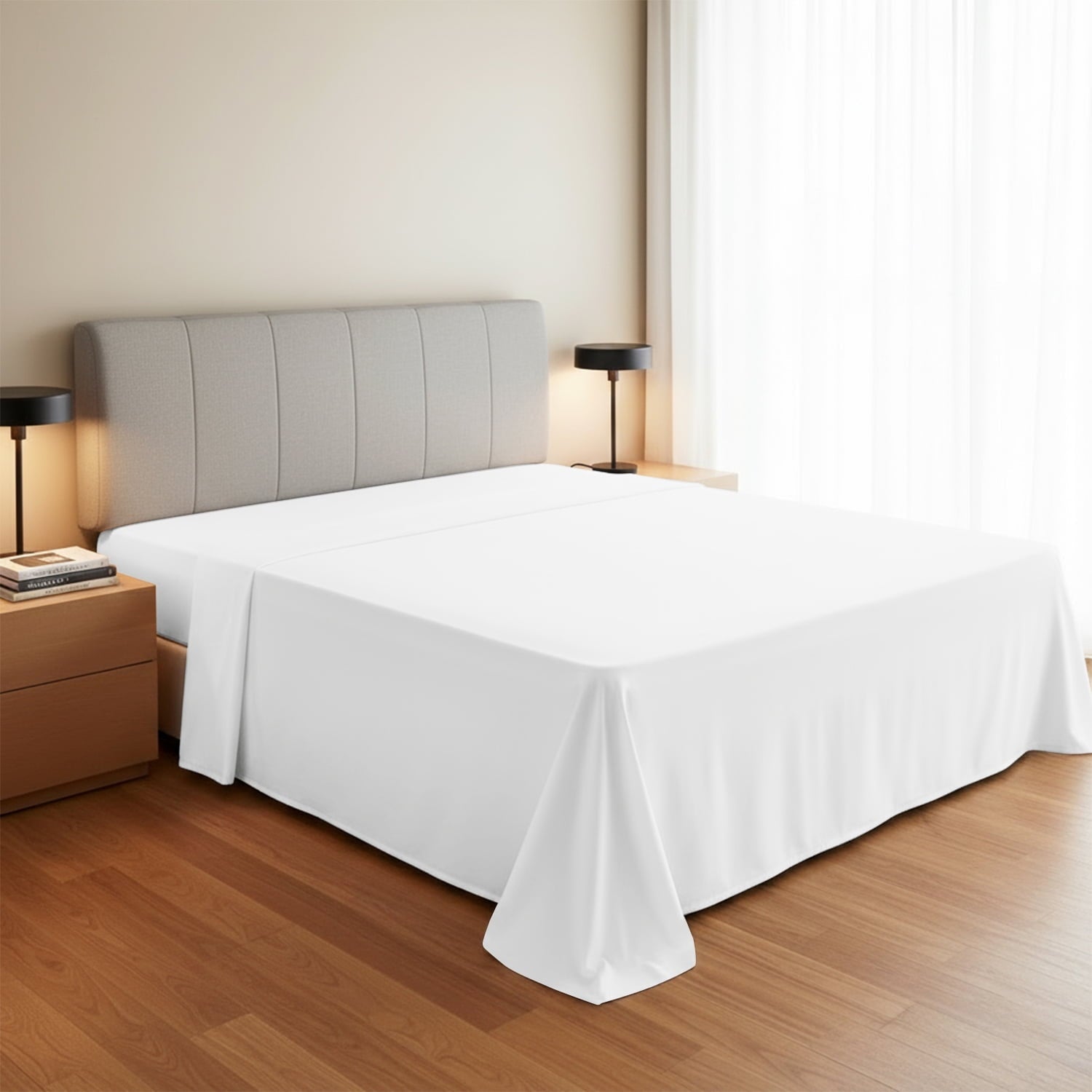 Premium Egyptian Cotton 100% Organic Cotton Percale Flat Sheet Twin Size - 1 PC Flat Sheet, White - Crisp, Cool and Strong Bed Linen, Top She... - Cooling Hotel Quality Bedding Sheets and Pillowcases - Default Title