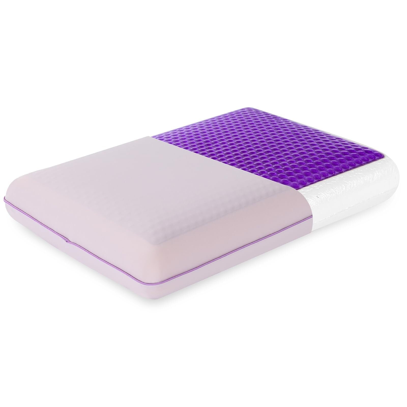 Orthopedic Support Memory Foam Pillow, Cooling Gel Bed Pillow, Queen, Purple - Hotel Quality Plush Sleeping Pillows - Default Title