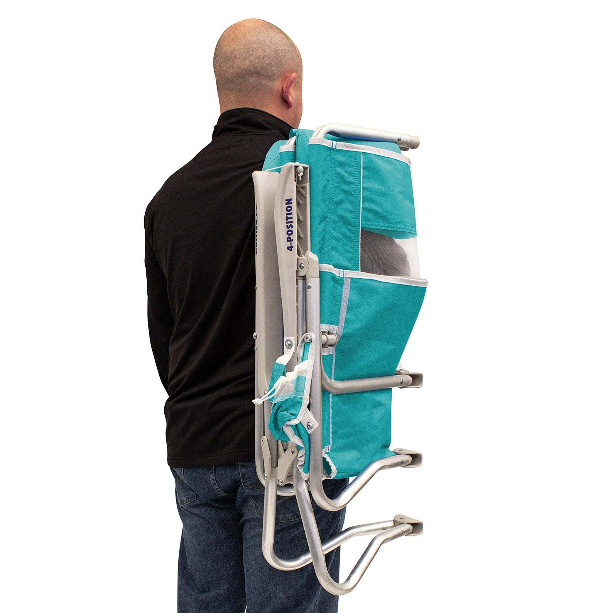 Rust-Resistant Aluminum Bi-Fold Beach Chair - Choice 601 - Low-Profile Reclining Beach Chair with Backpack Straps Detail