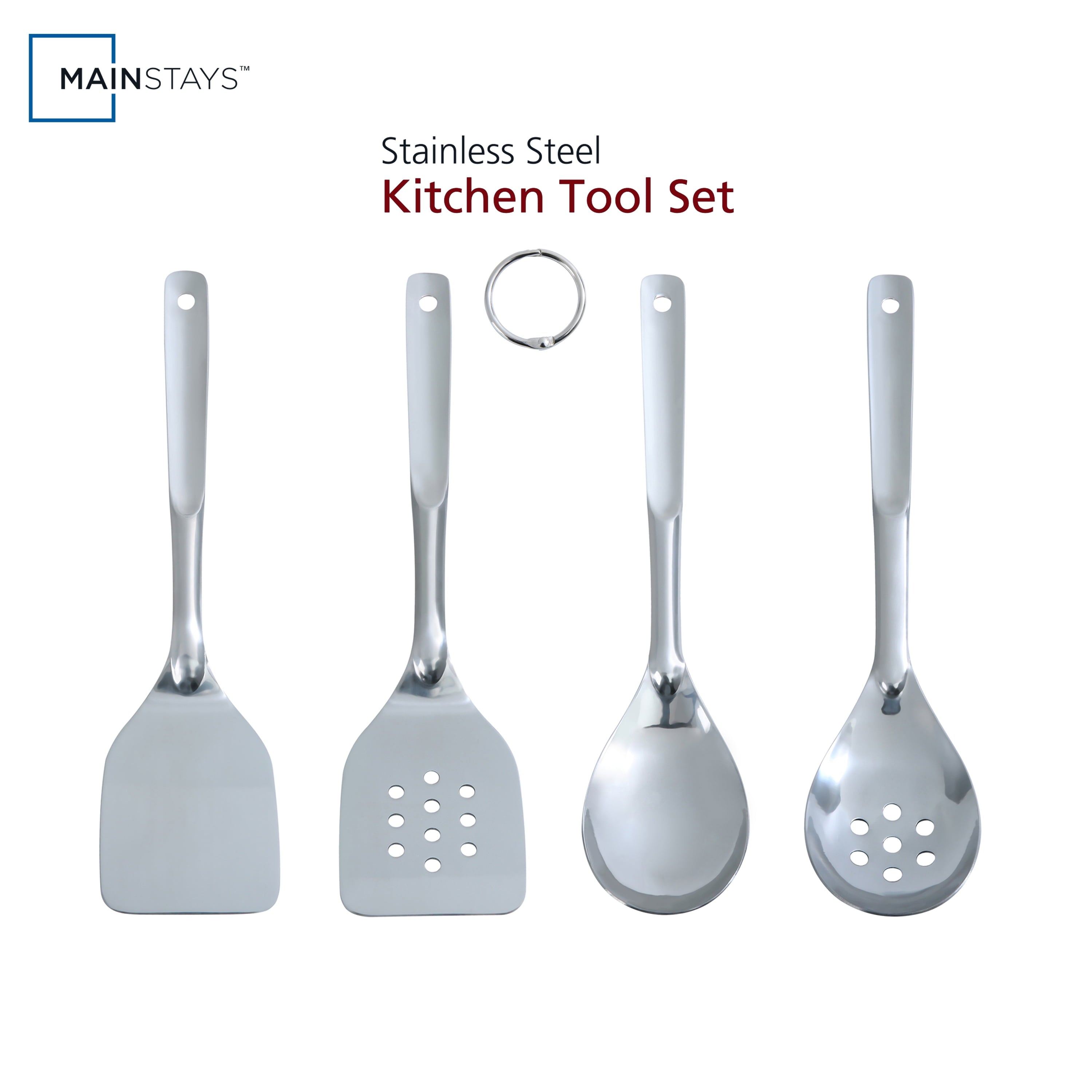 Professional Grade Stainless Steel 4-Piece Utensil Set: Includes Spatula, Slotted Spatula, Spoon, and Slotted Spoon - High-Precision Culinary Tool for Baking & Cooking - Default Title