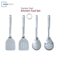 Non-Stick Safe Stainless Steel 4-Piece Utensil Set: Includes Spatula, Slotted Spatula, Spoon, and Slotted Spoon - Ergonomic Kitchen Tongs and Cooking Spoon Utensil - Default Title