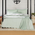Hypoallergenic Cloud Full/Queen Comforter Set, All-Season, 5-Piece, Sage Pick Stitch Scallop - All-Season Down Alternative Comforter Insert - Default Title