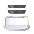 Innovative 12 inch Clear Cake Carrier with 2pk 9 inch Gray Round Pans, Carbon Steel - Multi-Functional Manual Food Chopper & Slicer - Default Title