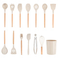 Heat-Resistant 14pcs Cooking Utensil Set with Caddy - Durable Turner & Ladle Utensil Set for Home Chefs - Default Title