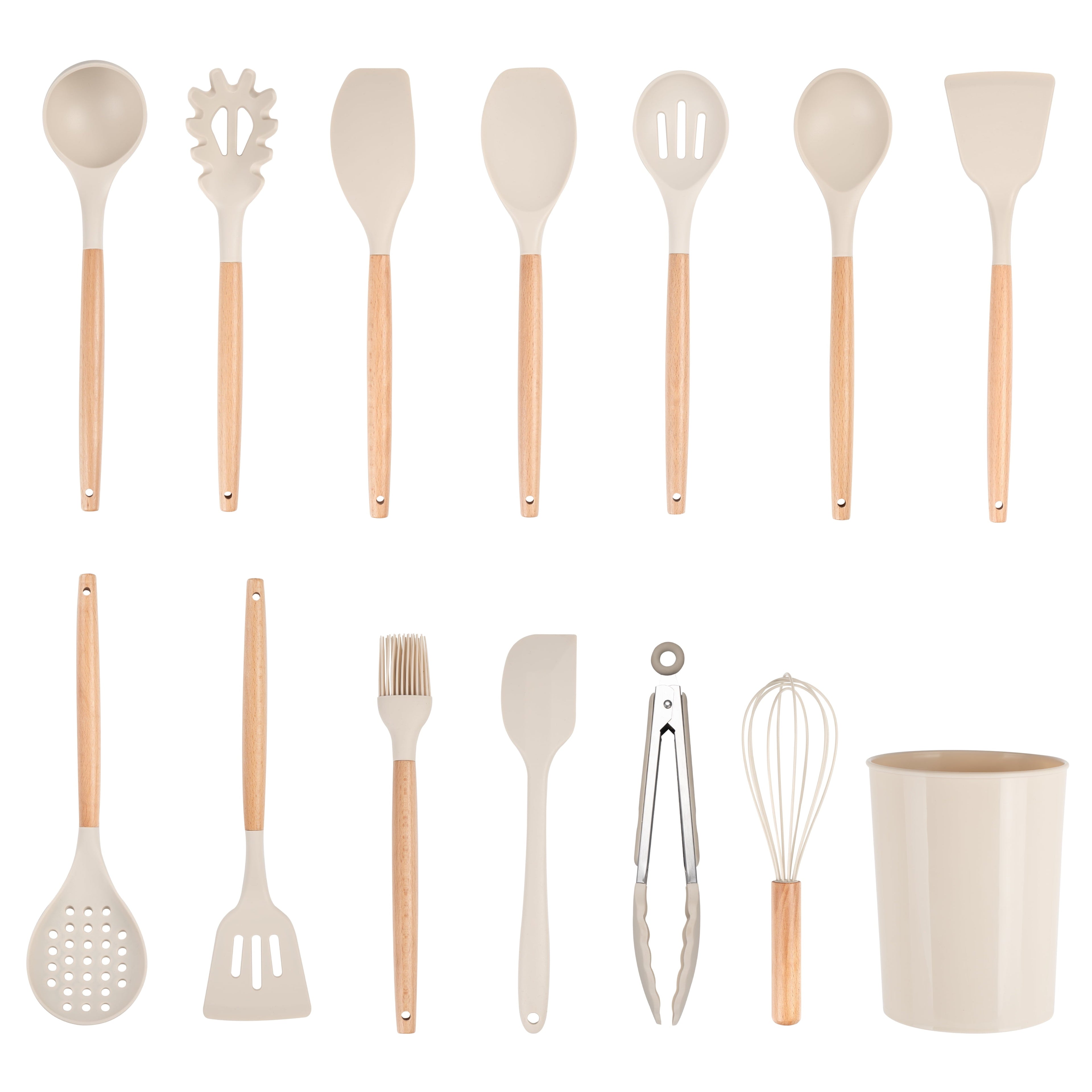 Heat-Resistant 14pcs Cooking Utensil Set with Caddy - Durable Turner & Ladle Utensil Set for Home Chefs - Default Title