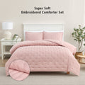 Heavyweight Warmth Full/Queen Comforter Set, Super Soft & Embroidered, 3-Piece, Pink - All-Season Down Alternative Comforter Insert - Default Title
