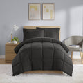 Fluffy Down Alternative All in One Down Alt Reversible Comforter and Sheet set- 5 Piece, Twin, Black - Cloud-Like Soft Lightweight Bed Comforter - Default Title