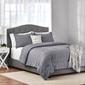 Fluffy Down Alternative Full/Queen Comforter Set, All-Season, 5-Piece, Grey Waffle Check - All-Season Down Alternative Comforter Insert - Default Title