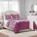 All-Season 5-Piece Jacquard Comforter Set with Decor Pillow and Throw Purple Flocking Embroidery Bedding Set, Full/Queen - Luxurious Quilted Duvet Cover Set - Default Title