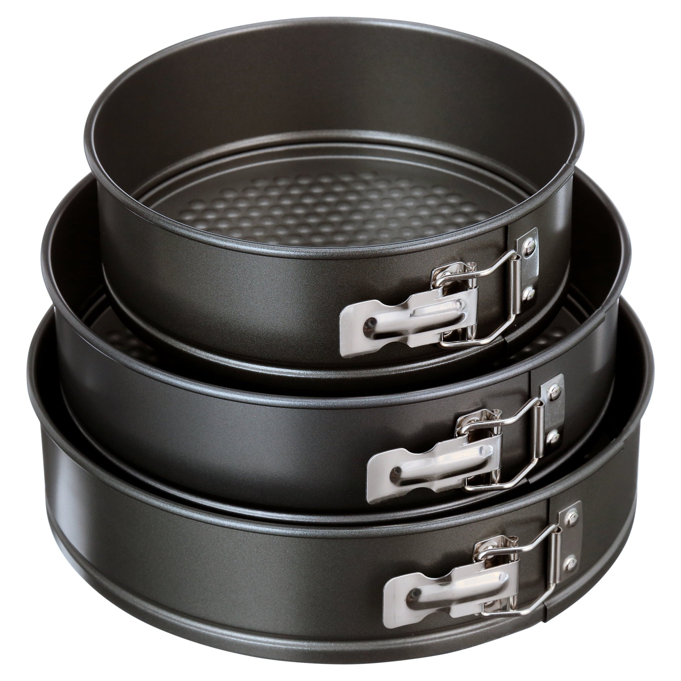 Innovative 8", 9", 10" Round Nonstick Carbon Steel Springform Cake Pans, Gray, Set of 3 - Premium Stainless Steel Garlic Presser & Peeler - Default Title
