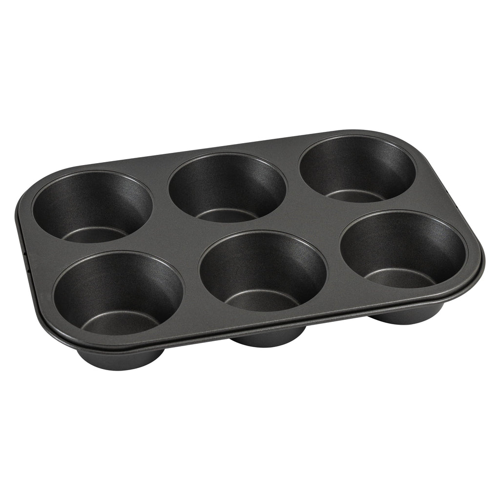 Ergonomic Manual 6 Cup Jumbo Muffin Pan, Non-Stick Bakeware,3.4 inch Diameter Cups,Gray,Carbon Steel - Kitchen Gadget Tool for Quick Food Prep - Default Title