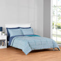 All-Season All in One Reversible Comforter and Sheet Set- 7 Piece, Queen, Blue Pinstripe - All-Season Down Alternative Comforter Insert - Default Title