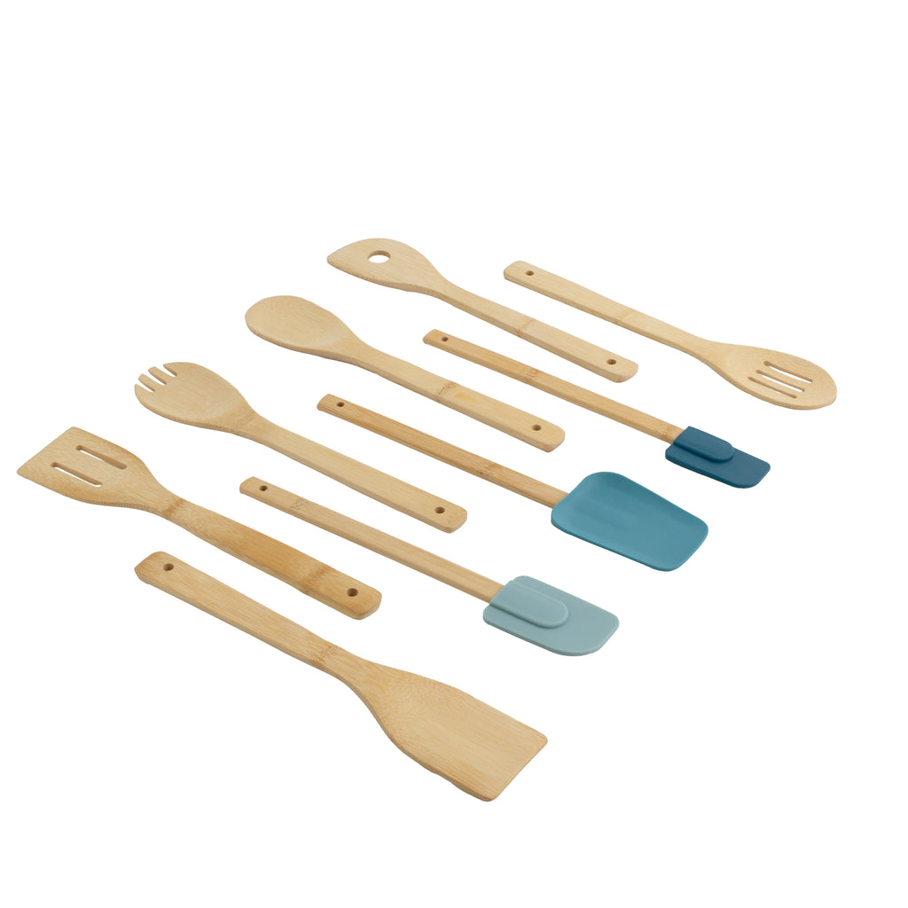 Heavy Duty 9-Piece Bamboo Gadgets Kitchen and Cooking Utensil Sets, Blue - Multi-Purpose Hand Tool for Daily Meal Prep - Default Title