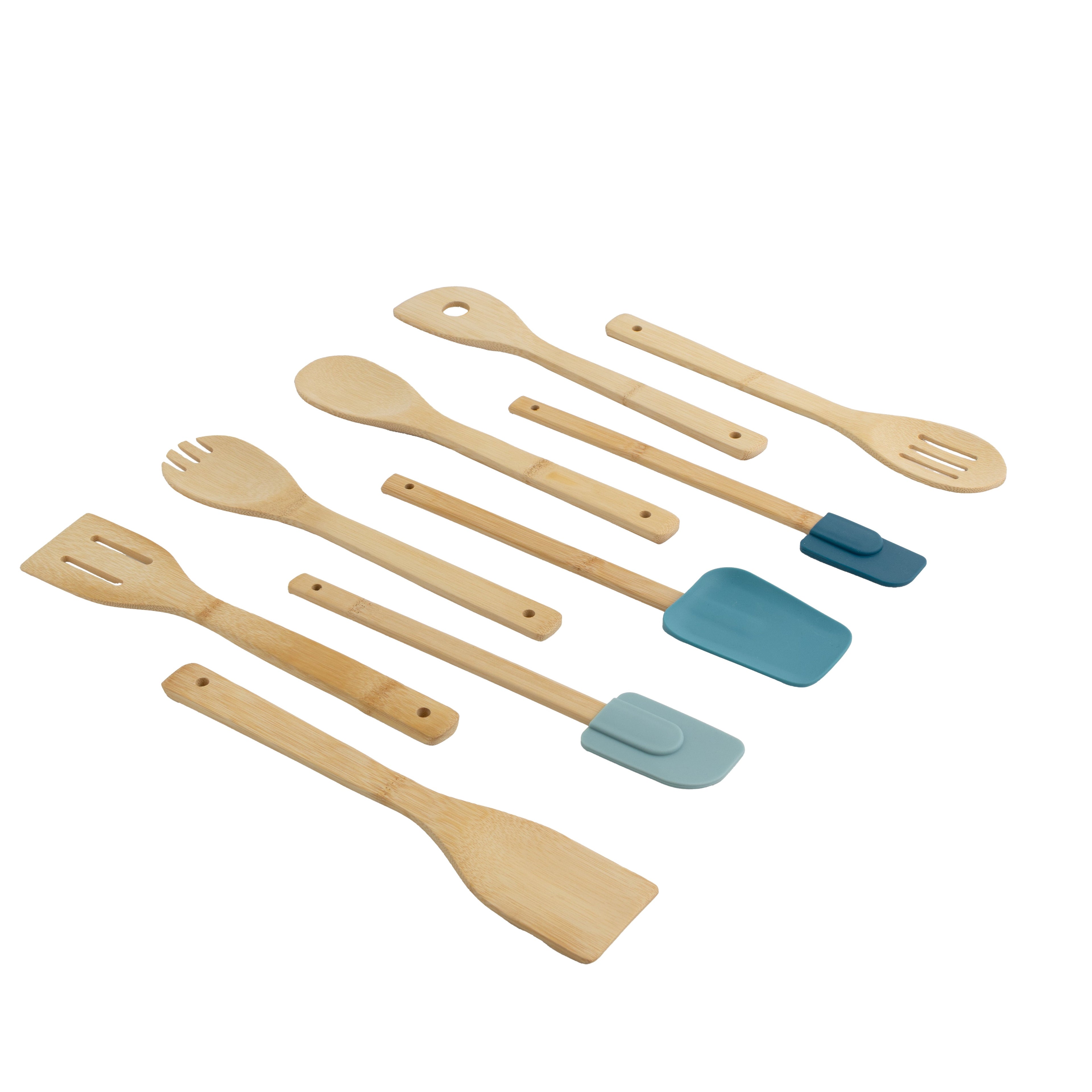 Heavy Duty 9-Piece Bamboo Gadgets Kitchen and Cooking Utensil Sets, Blue - Multi-Purpose Hand Tool for Daily Meal Prep - Default Title