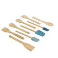 Premium Silicone 9-Piece Bamboo Gadgets Kitchen and Cooking Utensil Sets, Blue - Premium Stainless Steel Cooking Utensil for Non-Stick Pots - Default Title