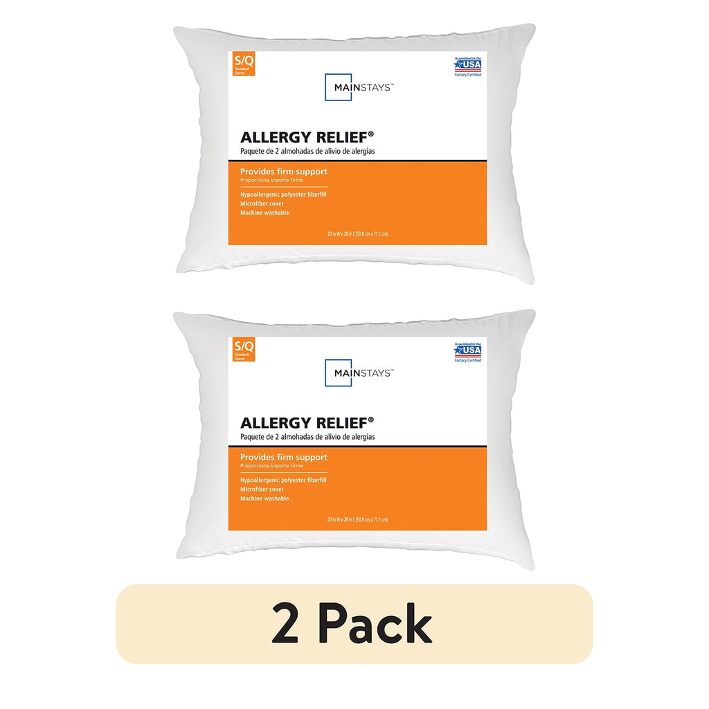 Fluffy Shredded Allergy Relief Bed Pillows, Standard/Queen - Firm Support, Back and Side Sleeper (2 Count) - Hotel Quality Plush Sleeping Pillows - Default Title