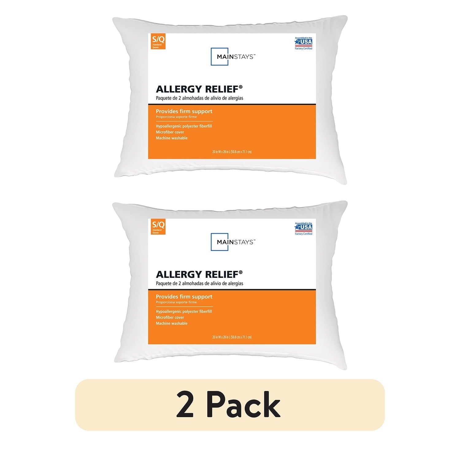 Fluffy Shredded Allergy Relief Bed Pillows, Standard/Queen - Firm Support, Back and Side Sleeper (2 Count) - Hotel Quality Plush Sleeping Pillows - Default Title