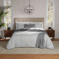 Fluffy Down Alternative Full/Queen Comforter Set, All-Season, 5-Piece, Soft Silver Check - Cloud-Like Soft Lightweight Bed Comforter - Default Title