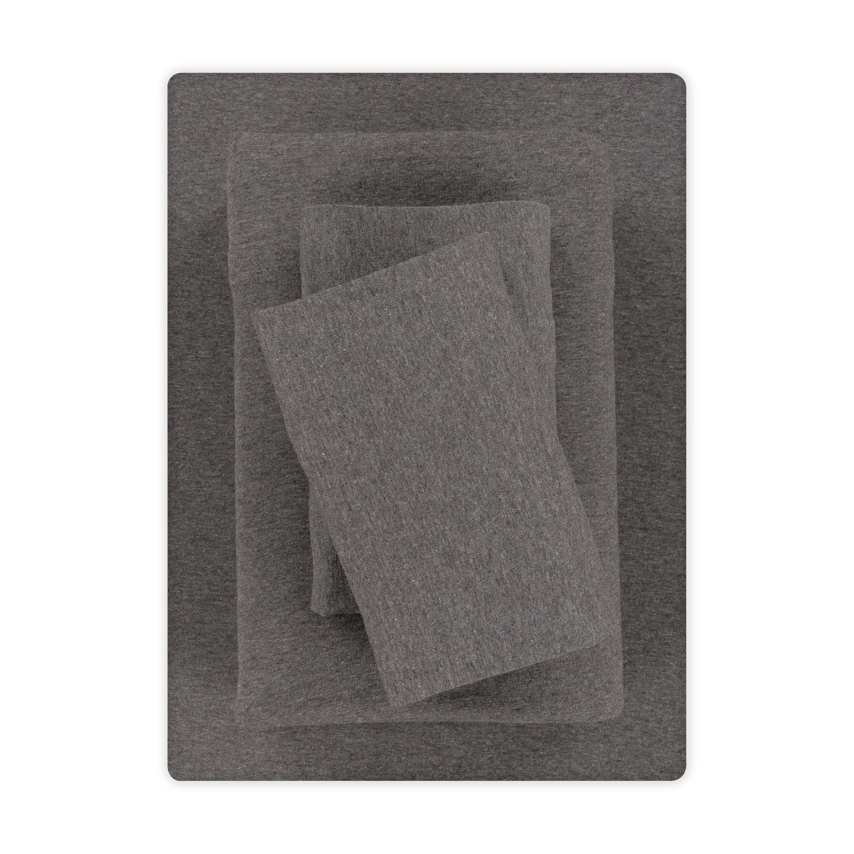 Ultra-Soft Cotton Rich Extra Soft Jersey Bed Sheet Set, Queen, Charcoal, 4 Pieces - Premium Ultra-Soft Pillowcase Pair for Sleeping - Default Title