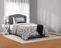 Heavyweight Warmth Floral Scallop 4-Piece White/Black Comforter Set, Twin/Twin XL - All-Season Down Alternative Comforter Insert - Default Title
