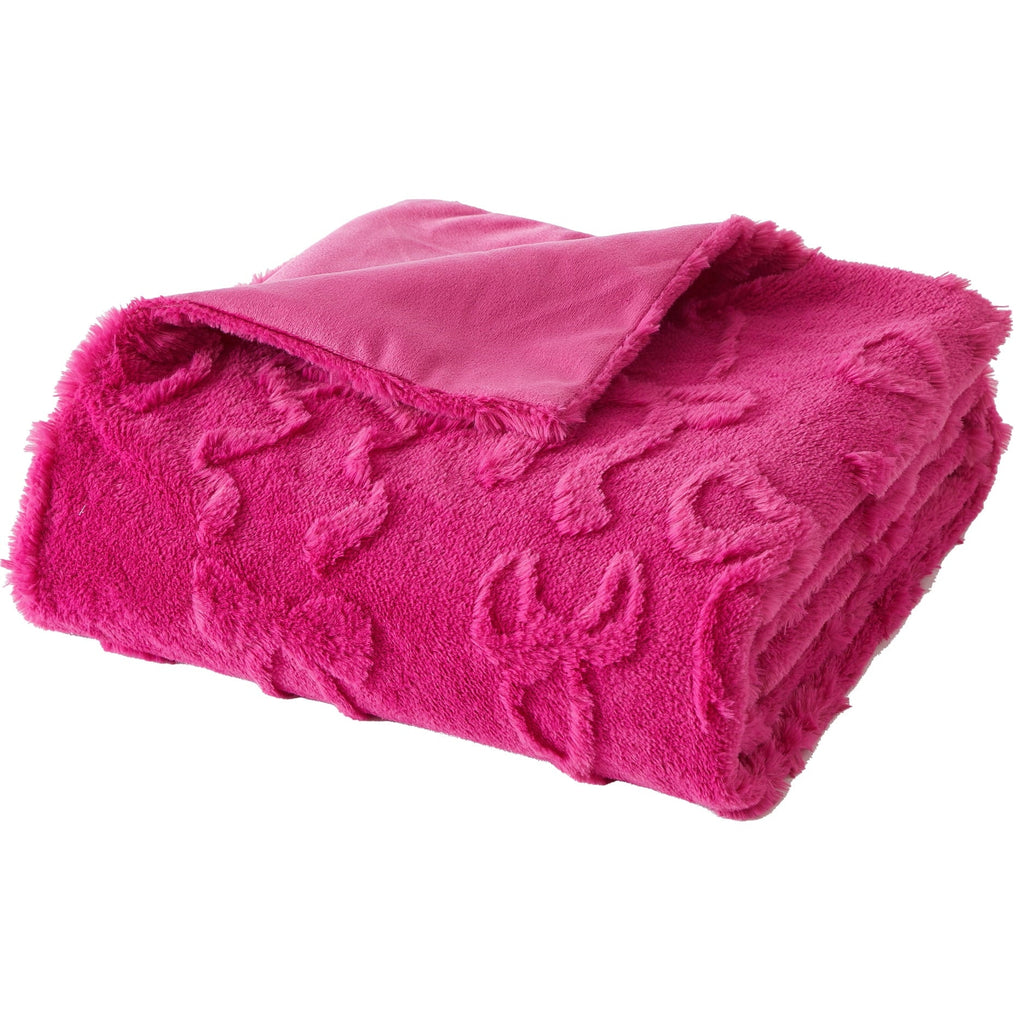 Reversible Sherpa Gen Z 50" x 60"Carved Bow Faux Fur Throw - Super Soft Reversible Sherpa Flannel Blanket - Default Title