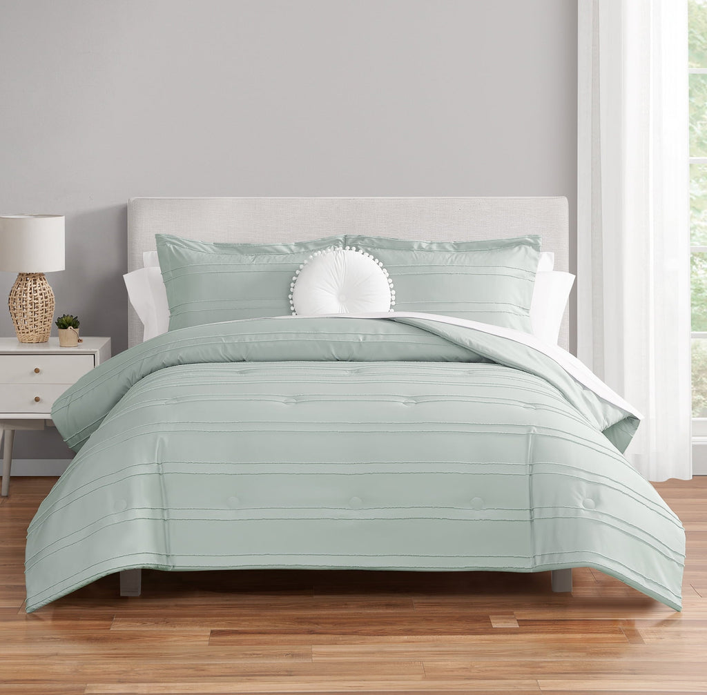 Hypoallergenic Cloud Mint 10 Piece Bed in a Bag Comforter Set with Sheets, Queen - Luxurious Quilted Duvet Cover Set - Default Title