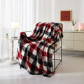 Cozy Fleece Cozy Plush Throw Blanket, Red Plaid 50" x 60" All Ages - Luxury Knitted Decorative Throw Blanket with Fringes - Default Title