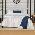 Fluffy Down Alternative Full/Queen Comforter Set, All-Season, 5-Piece, Blue Yarn Dyed Stripe - All-Season Down Alternative Comforter Insert - Default Title