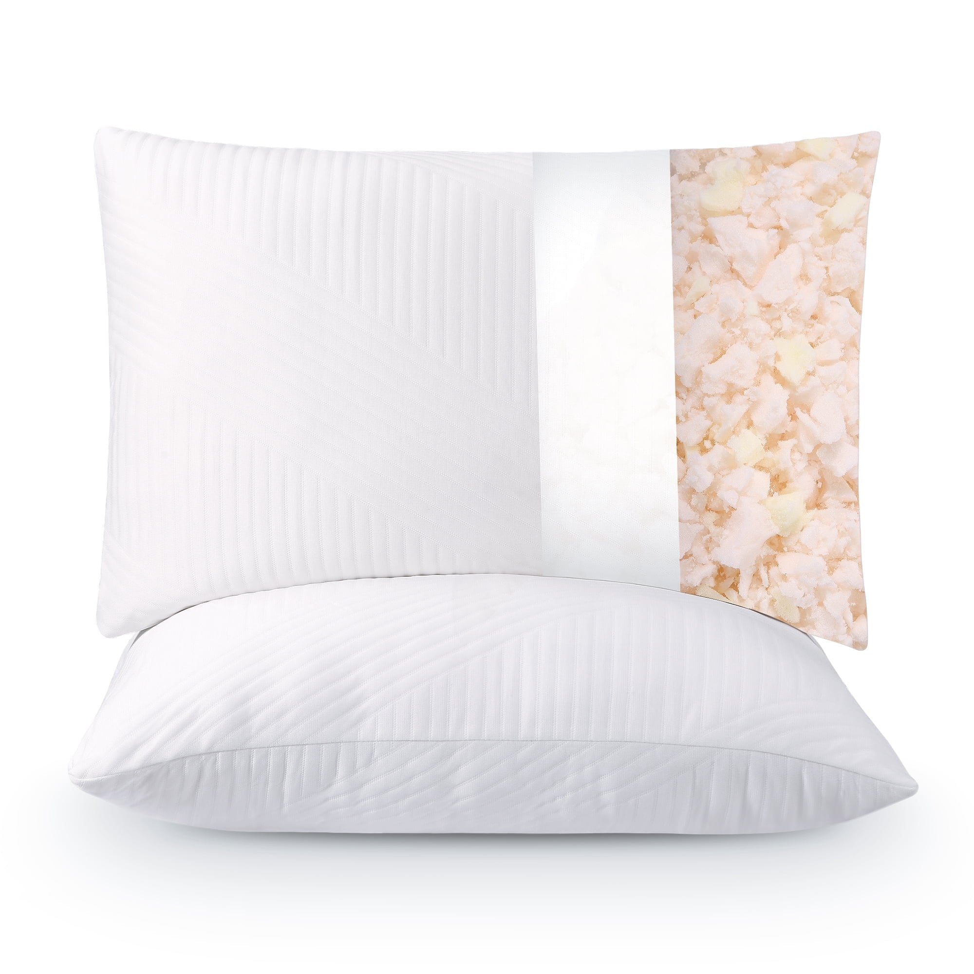 Fluffy Shredded Shredded Memory Foam Pillow 2 Pack Pillow for Bed, Side, Back and Stomach Sleepers, CertiPUR-US Certified 28"x20" - Decorative Throw Pillow Cushion for Sofa & Bed - Default Title