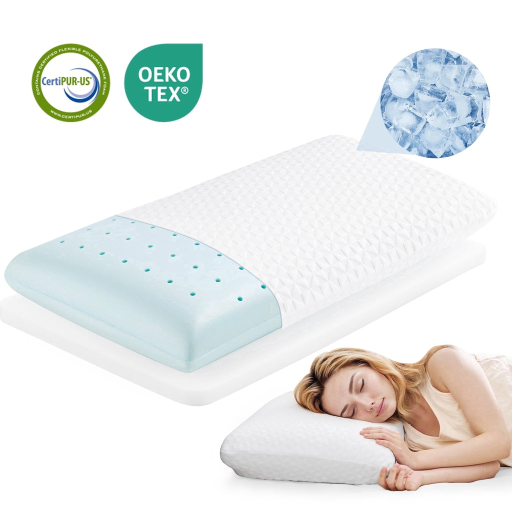 Orthopedic Support Gel Memory Foam Pillow for Bed, Adjustable Height Bed Pillow with 0.8" Removable Insert, Ergonomic Neck Support for S... - Hotel Quality Plush Sleeping Pillows - Default Title