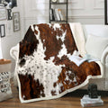 Reversible Sherpa Milk Cow Print Throw Blanket for Bed Chair,Black Brown Cowhide Fleece Blanket 50"x60",Farmhouse Rustic Animal Skin We... - Super Soft Reversible Sherpa Flannel Blanket - Default Title