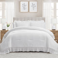 Heavyweight Warmth Full/Queen Comforter Set, All-Season, 3-Piece, White Ruffle - Cloud-Like Soft Lightweight Bed Comforter - Default Title