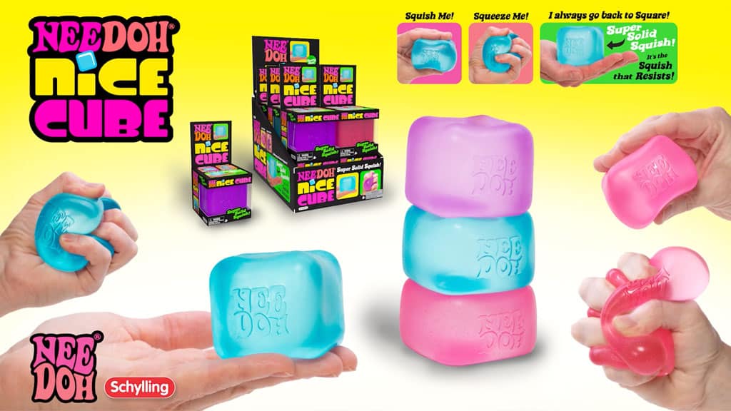 Crystal Clear NeeDoh Nice Cube | Series Elm Bridge - Crystal Clear Squishable Ice Cube NeeDoh Detail