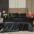 Cooling Sateen Satin Sheets Full Black Luxury Silky Bed Sheets 1800 Microfiber Sheet Set 4 Pcs - Premium Ultra-Soft Pillowcase Pair for Sleeping - Default Title