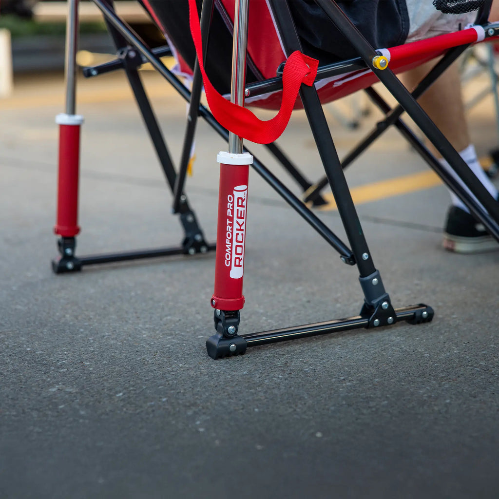Luxury Camp College Comfort Pro Rocker - Nebraska Cornhuskers - Choice 161 - RoadTrip Rocker Smooth Motion Camp Chair Detail