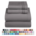 Wrinkle-Resistant Queen Sheets Set, 1800 Series 4 Piece Sheets , Luxury Soft Microfiber Queen Size Bed Sheets Set, Gray - Breathable Egyptian Cotton Flat & Fitted Sheets - Default Title