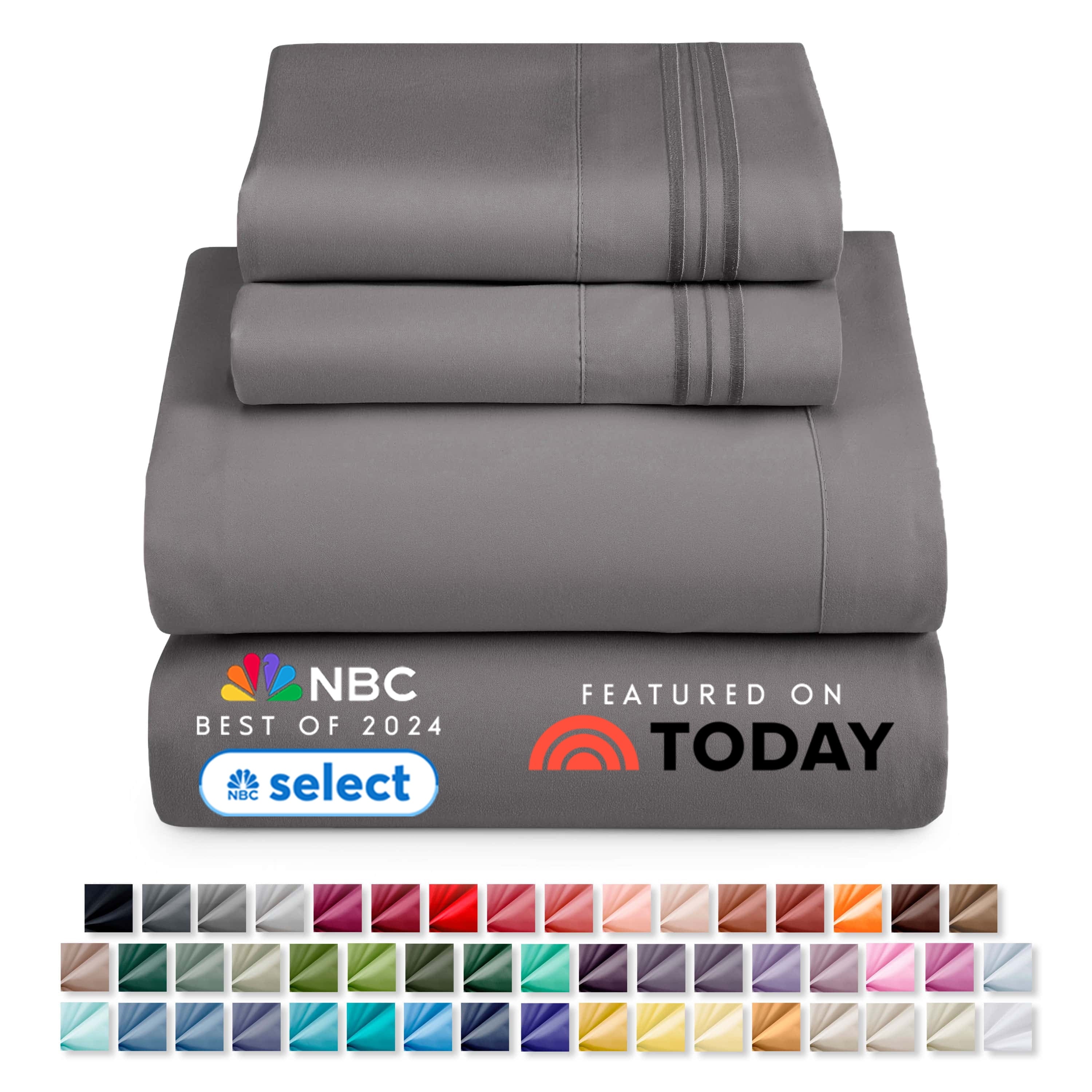 Premium Egyptian Cotton Sheet Sets, Deep Pocket 4 Piece, Luxury Soft Microfiber Bed Sheet Sets, GRAY - Breathable Egyptian Cotton Flat & Fitted Sheets - Default Title