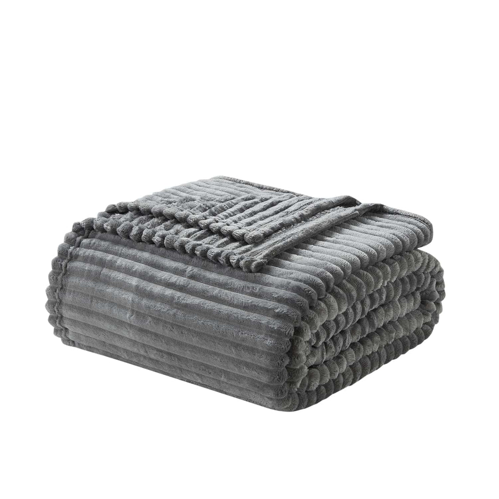 Reversible Sherpa Cut Plush Fleece Blanket, Soft Lightweight Fuzzy Luxury Throw Size Bed Blankets for Bed, Throw, Gray - Luxury Knitted Decorative Throw Blanket with Fringes - Default Title