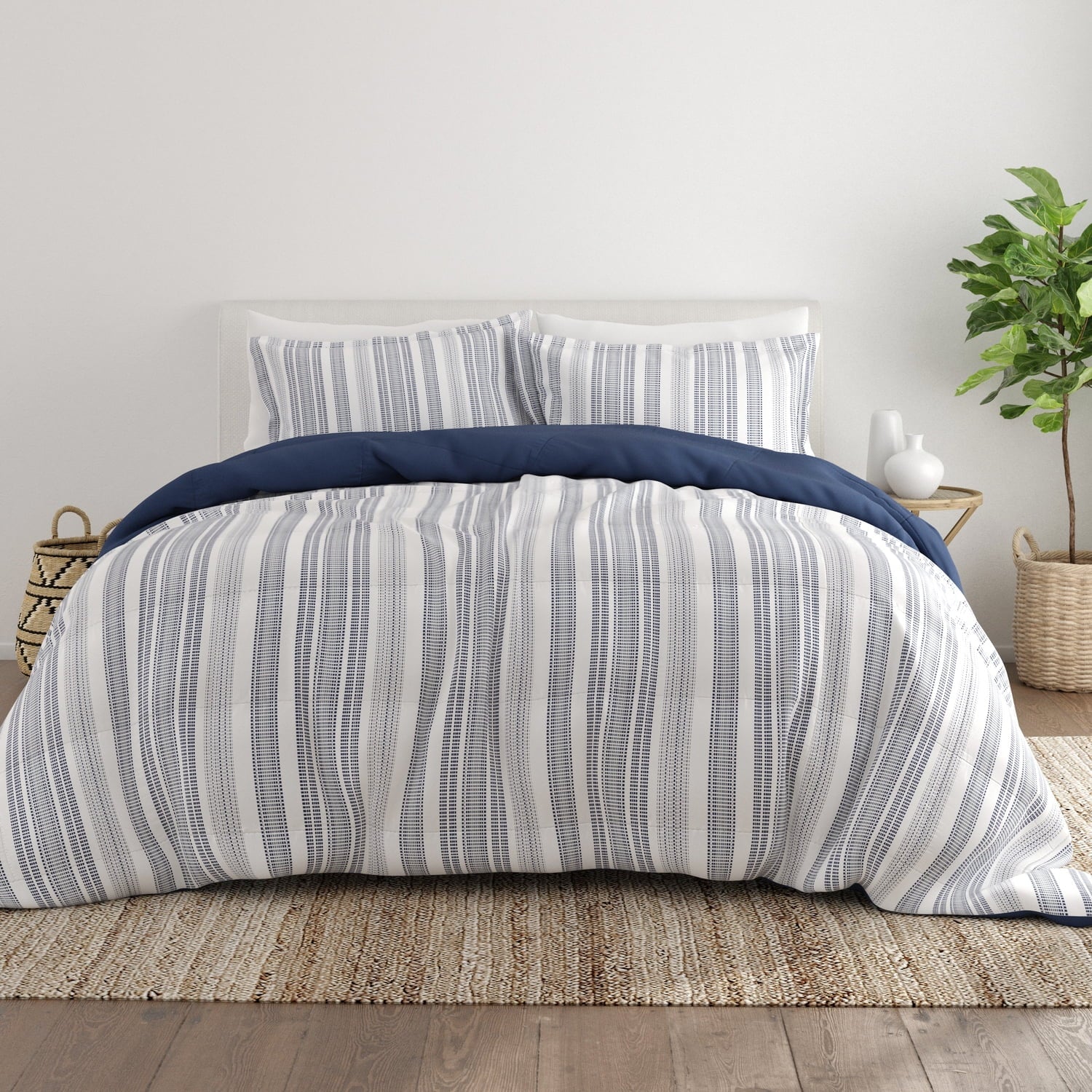 Hypoallergenic Cloud 2-Piece Navy Farmhouse Dreams ReversiblePrint Comforter Set, Twin/TwinXL - Cloud-Like Soft Lightweight Bed Comforter - Default Title