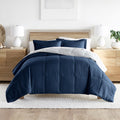 Fluffy Down Alternative 2-Piece Navy & Gray Reversible Down Alternative Comforter Set, Twin/Twin XL - Luxurious Quilted Duvet Cover Set - Default Title