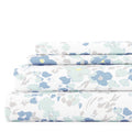 Cooling Sateen 4 Piece Pattern Microfiber Bed Sheets Set, Light Blue Violets, Full - Breathable Egyptian Cotton Flat & Fitted Sheets - Default Title