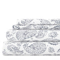 Ultra-Soft 4 Piece Pattern Microfiber Bed Sheets Set, Navy Coarse Paisley, Full - Premium Ultra-Soft Pillowcase Pair for Sleeping - Default Title