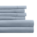 Cooling Sateen Queen, Light Blue Solid Microfiber 6 Piece Bed Sheet Set - Premium Ultra-Soft Pillowcase Pair for Sleeping - Default Title
