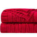 Decorative Knitted 100% Cotton Cable Knit Throw, Super Soft Warm Knitted Blanket Home Decor, 51"x67", Red - Luxury Knitted Decorative Throw Blanket with Fringes - Default Title