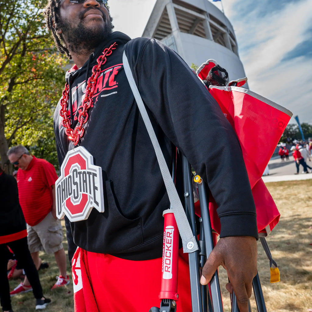 Heavy-Duty Freestyle College Comfort Pro Rocker - Ohio State Buckeyes - Choice 676 - Heavy-Duty Kickback Rocker with Beverage Holder Detail