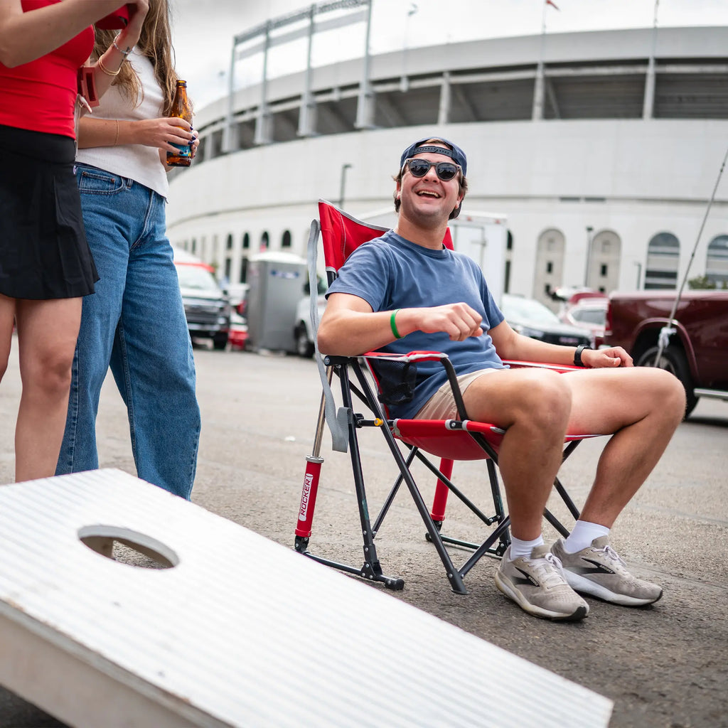 Heavy-Duty Freestyle College Comfort Pro Rocker - Ohio State Buckeyes - Choice 676 - Heavy-Duty Kickback Rocker with Beverage Holder Detail